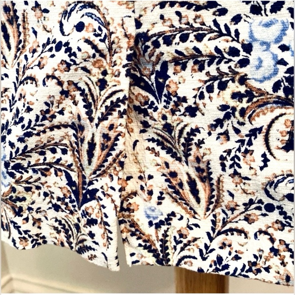 Ann Taylor Petite Blue Cream Floral Leaf Paisley Print 6P Cottagecore Mini Skirt - Picture 7 of 11